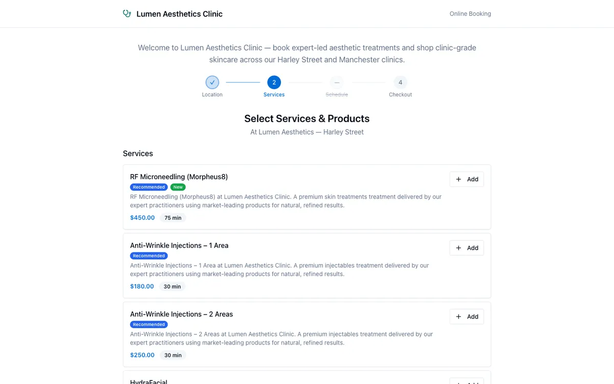 A booking storefront your clients will actually use